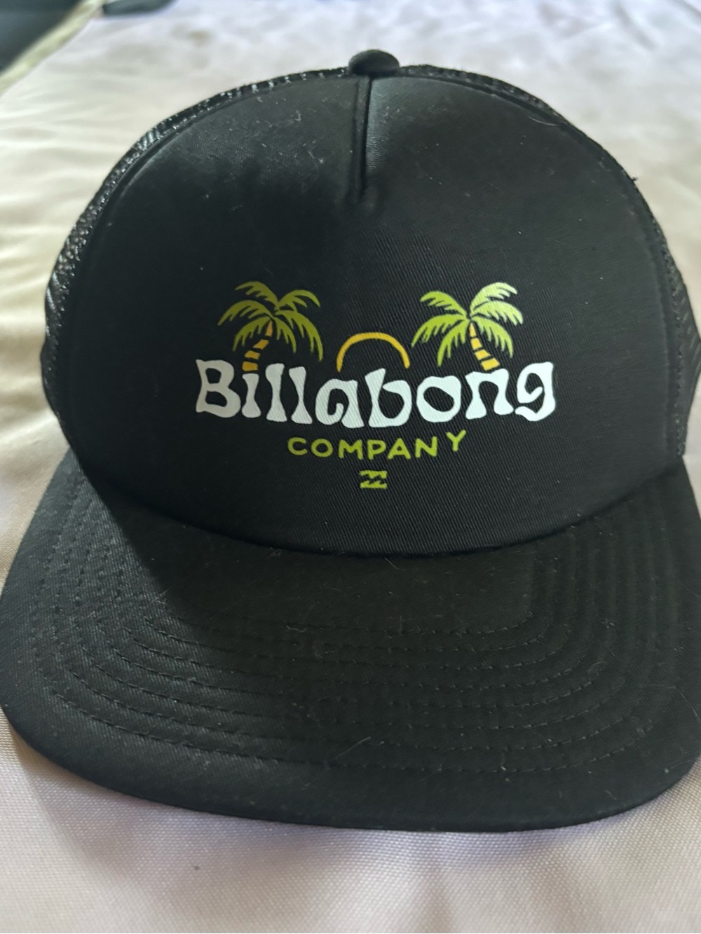 Billabong Black Trucker Hat with Palm Logo